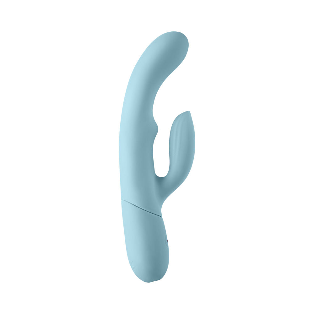 FemmeFunn Balai Rechargeable Silicone Dual Stimulation Vibrator with Swaying Motion - Light Blue
