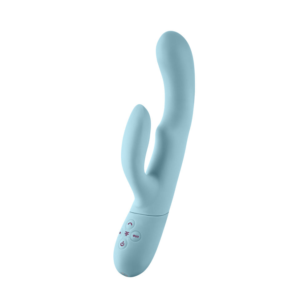 FemmeFunn Balai Rechargeable Silicone Dual Stimulation Vibrator with Swaying Motion - Light Blue