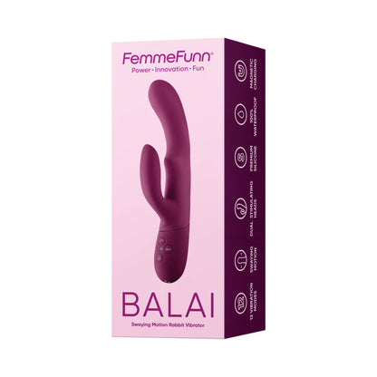 FemmeFunn Balai Rechargeable Silicone Dual Stimulation Vibrator with Swaying Motion - Dark Fuchsia