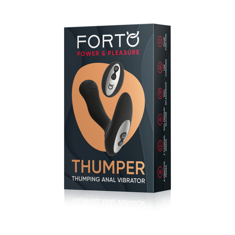 Forto Thumper Rechargeable Remote-Controlled Silicone Thumping Anal Vibrator – Black