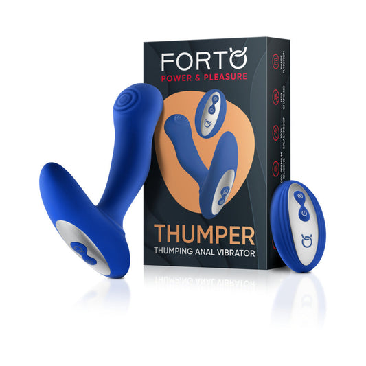 Forto Thumper Rechargeable Remote-Controlled Silicone Thumping Anal Vibrator – Blue