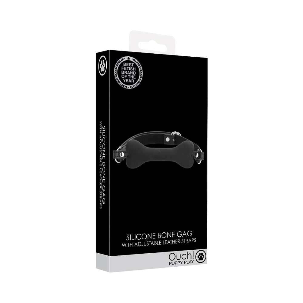 Ouch! Puppy Play Silicone Bone Gag – Black