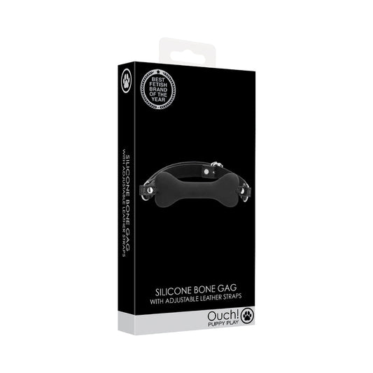 Ouch! Puppy Play Silicone Bone Gag – Black