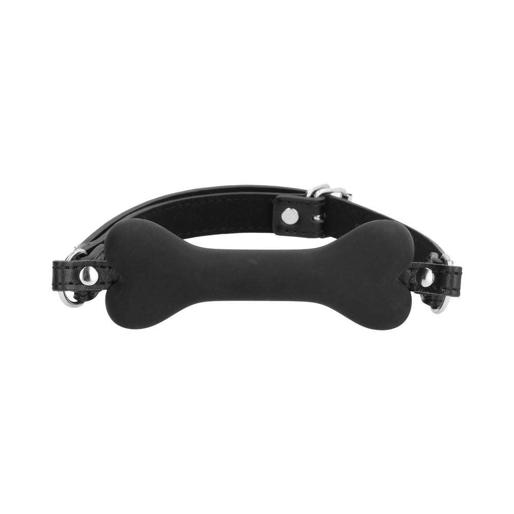 Ouch! Puppy Play Silicone Bone Gag – Black