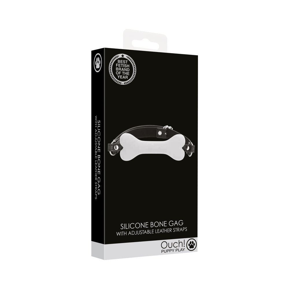 Ouch! Puppy Play Silicone Bone Gag – White