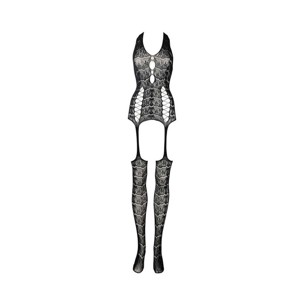 Le Desir Lace Suspender Bodystocking – Black – O/S