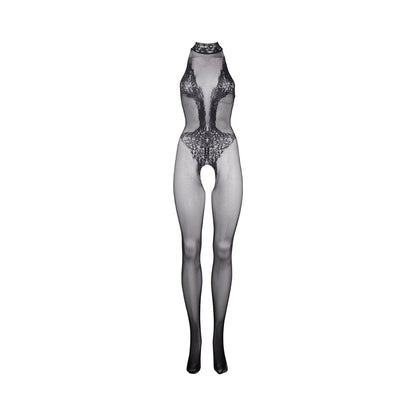 Le Desir Fishnet & Lace High-Neck Bodystocking – Black