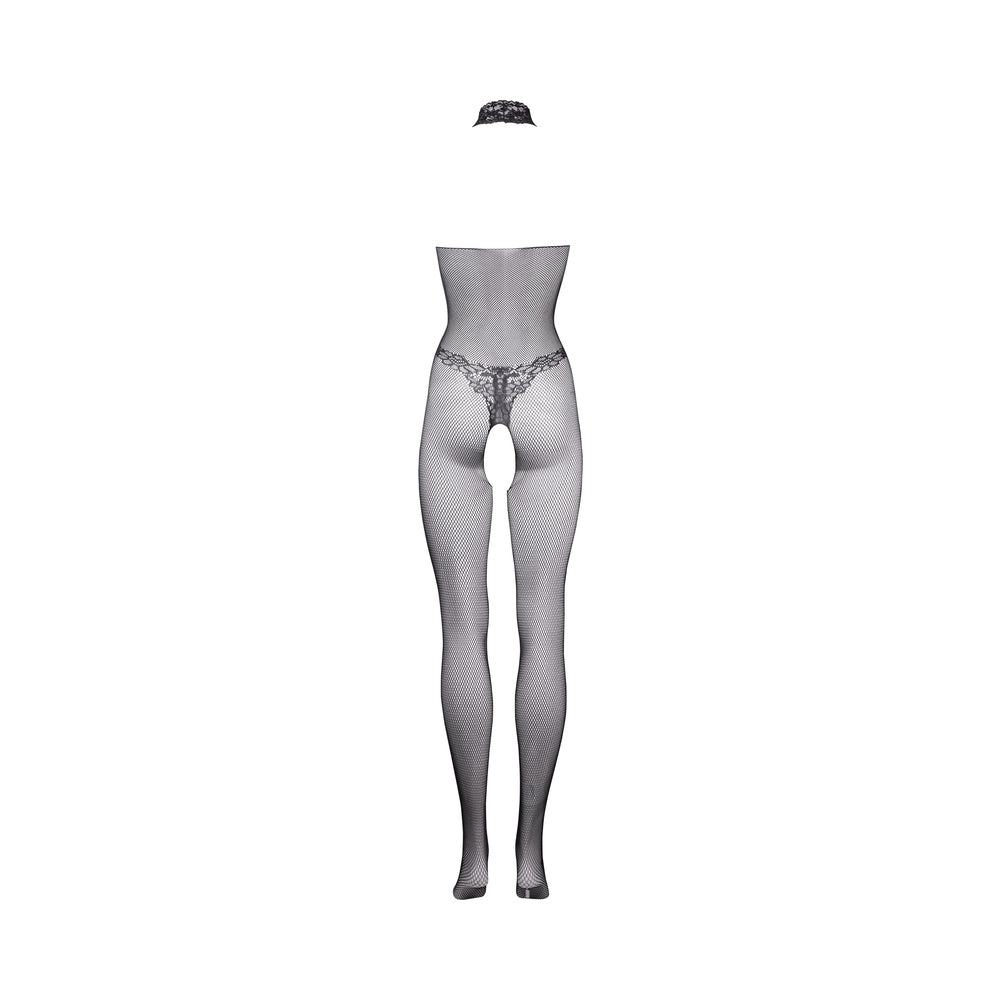 Le Desir Fishnet & Lace High-Neck Bodystocking – Black