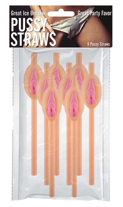 Hott Products Sexy Pussy Straws - 8 pcs - Beige