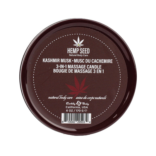 Earthly Body Hemp Seed 3-in-1 Massage Candle - Kashmir Musk - 6 oz