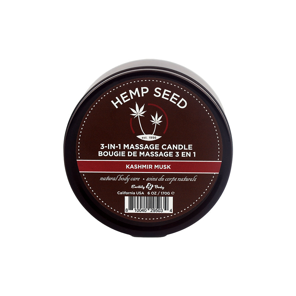 Earthly Body Hemp Seed 3-in-1 Massage Candle - Kashmir Musk - 6 oz