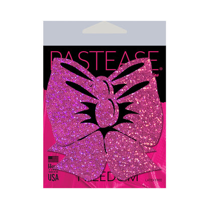 Pastease Bow Hot Pink Glitter Nipple Pasties – 3.3 x 3.1 inches