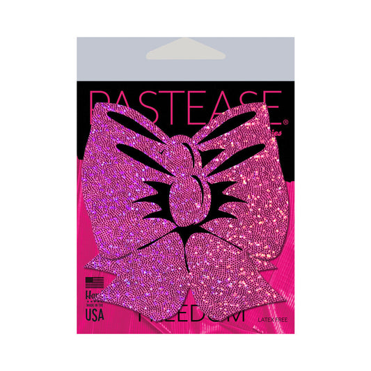 Pastease Bow Hot Pink Glitter Nipple Pasties – 3.3 x 3.1 inches