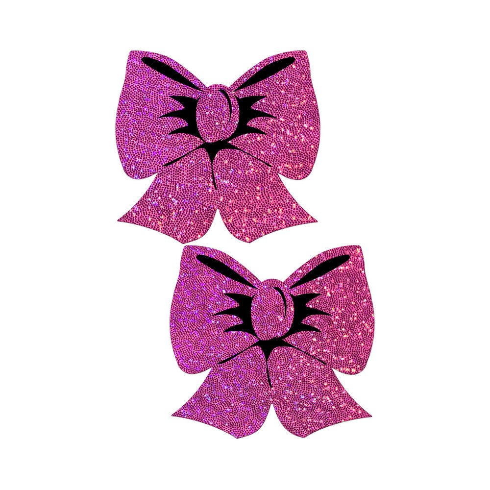 Pastease Bow Hot Pink Glitter Nipple Pasties – 3.3 x 3.1 inches