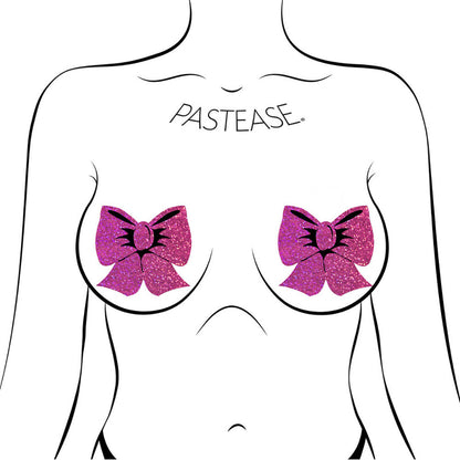 Pastease Bow Hot Pink Glitter Nipple Pasties – 3.3 x 3.1 inches