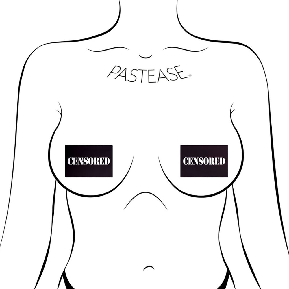 Pastease Censored: Black Censor Bars Nipple Pasties – Soft Liquid Material