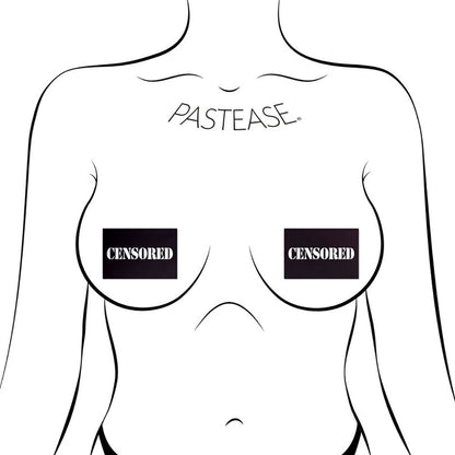 Pastease Censored: Black Censor Bars Nipple Pasties – Soft Liquid Material