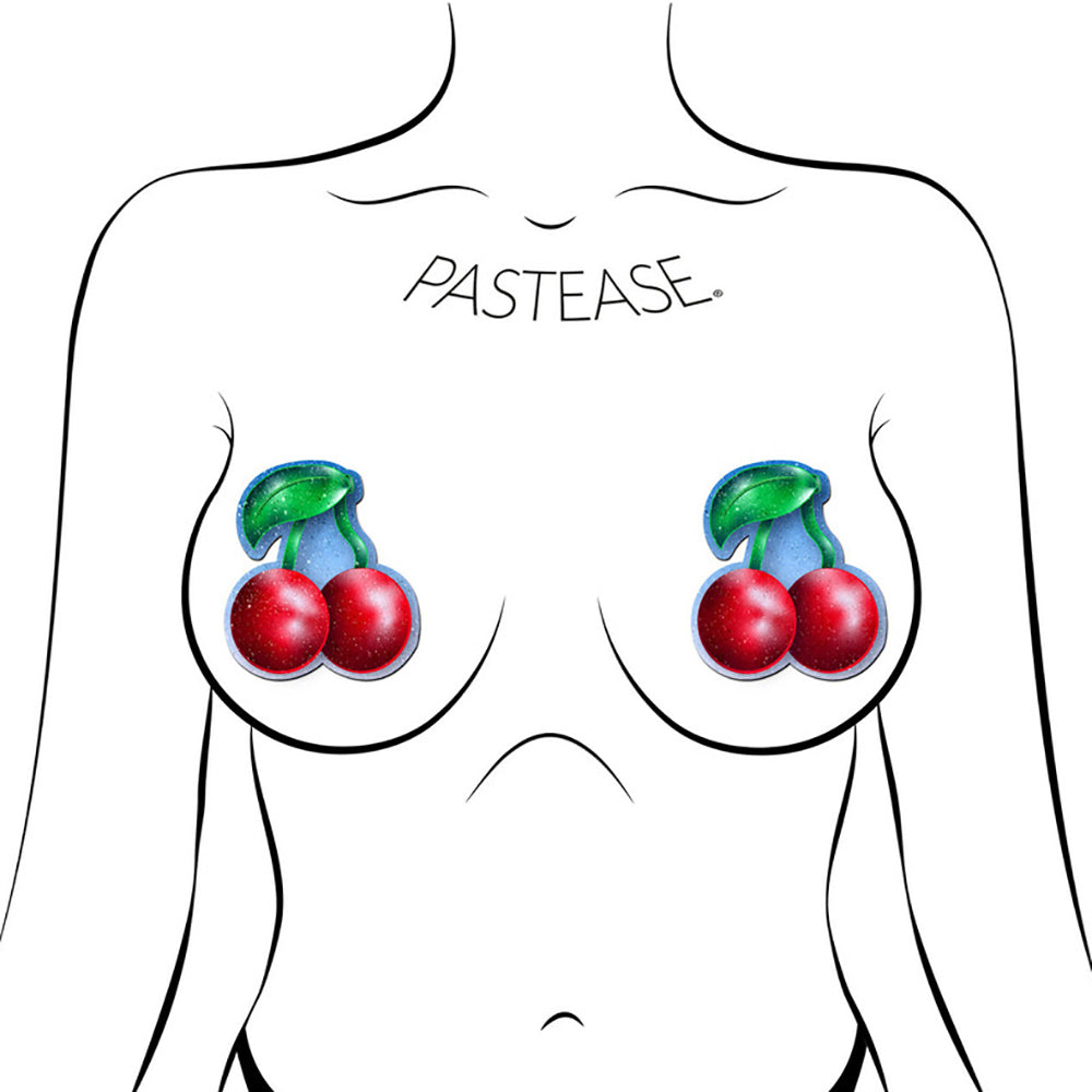 Pastease Cherry: Red Cherries Nipple Pasties - Waterproof Adhesive