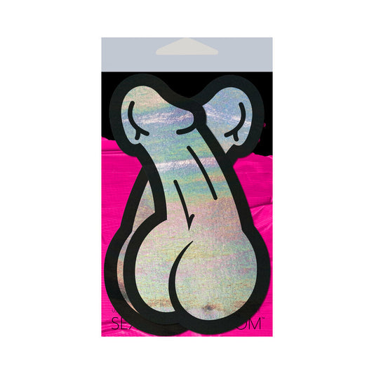 Pastease Holographic Silver Dick Nipple Pasties – 3.2 x 5.8 inches