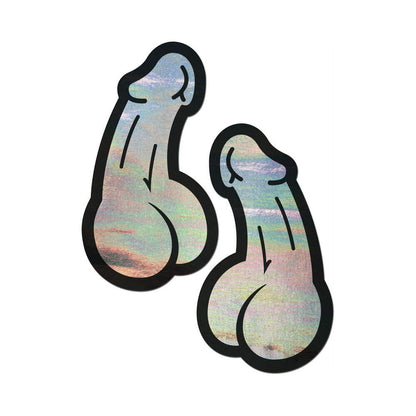 Pastease Holographic Silver Dick Nipple Pasties – 3.2 x 5.8 inches