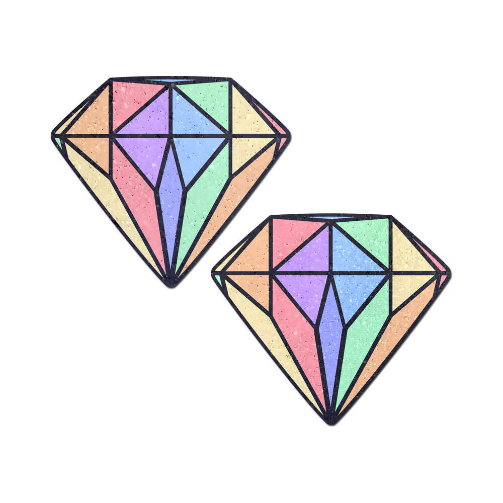Pastease Pastel Rainbow Diamond Nipple Pasties – Handcrafted Velvet Adhesive Pasties