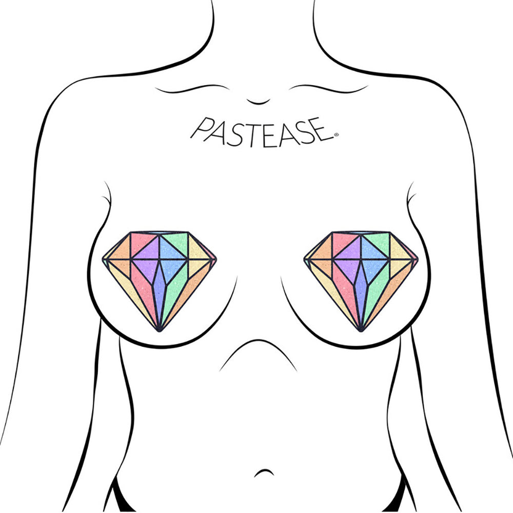 Pastease Pastel Rainbow Diamond Nipple Pasties – Handcrafted Velvet Adhesive Pasties