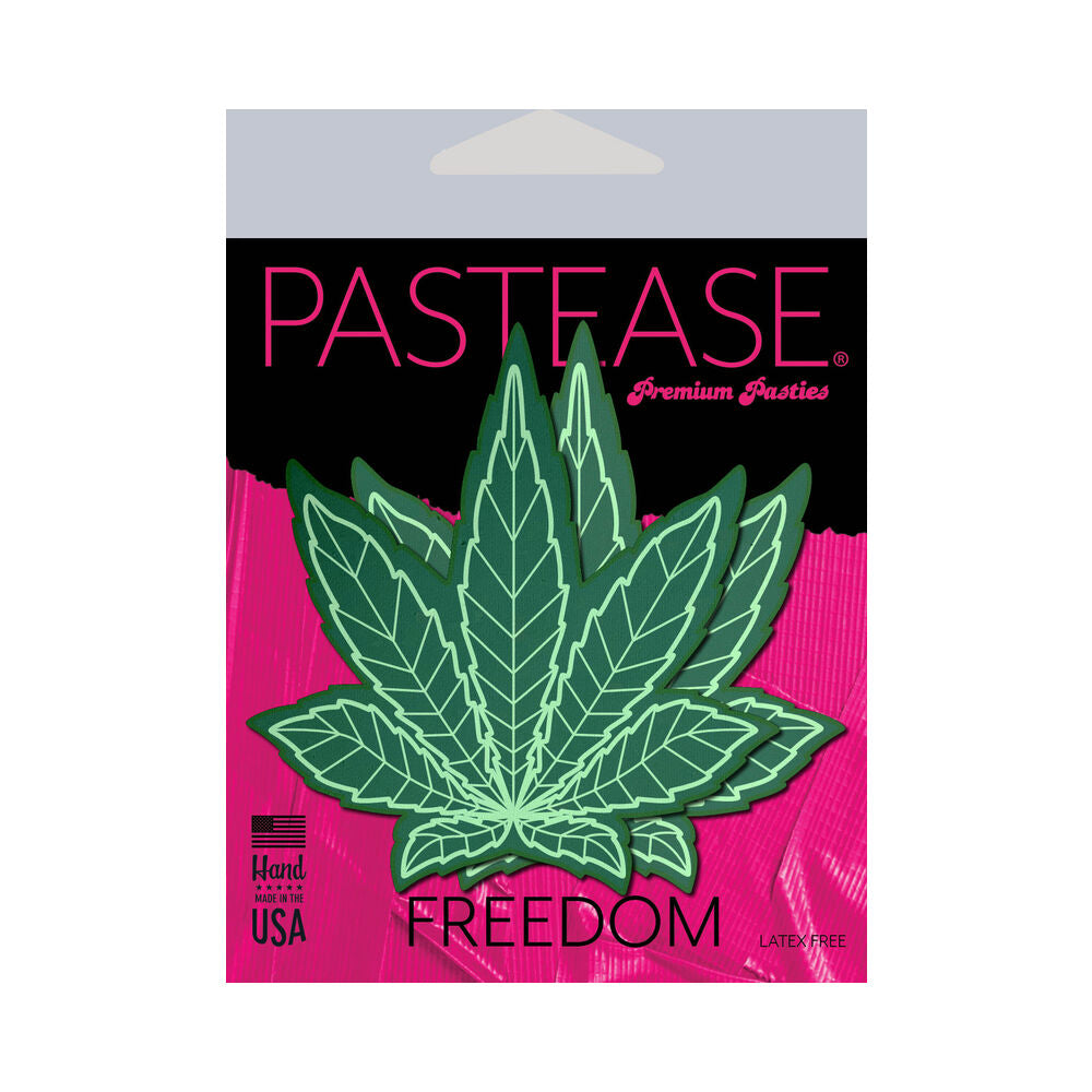 Pastease Indica Pot Leaf Nipple Pasties – Green, Waterproof Adhesive