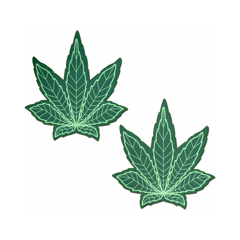 Pastease Indica Pot Leaf Nipple Pasties – Green, Waterproof Adhesive