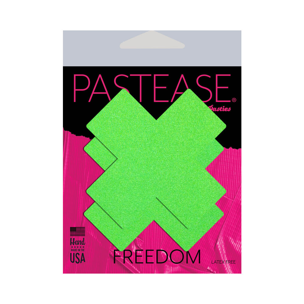 Pastease Plus X Neon Green Cross Nipple Pasties – Lycra Adhesive Cover