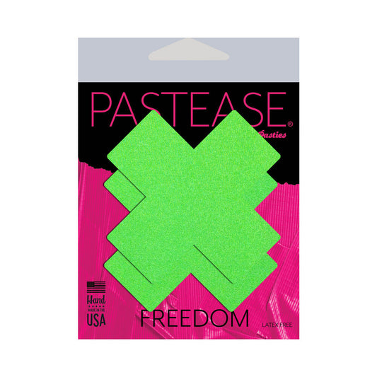 Pastease Plus X Neon Green Cross Nipple Pasties – Lycra Adhesive Cover