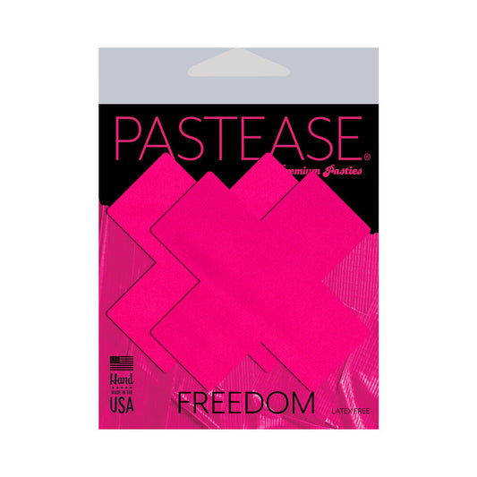 Pastease Plus X Neon Pink Day-Glow Lycra Cross Nipple Pasties
