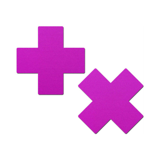 Pastease Plus X Neon Purple Cross Nipple Pasties – Adhesive Nipple Covers
