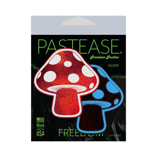 Pastease Mushroom Glow-in-the-Dark Nipple Pasties – Red & White