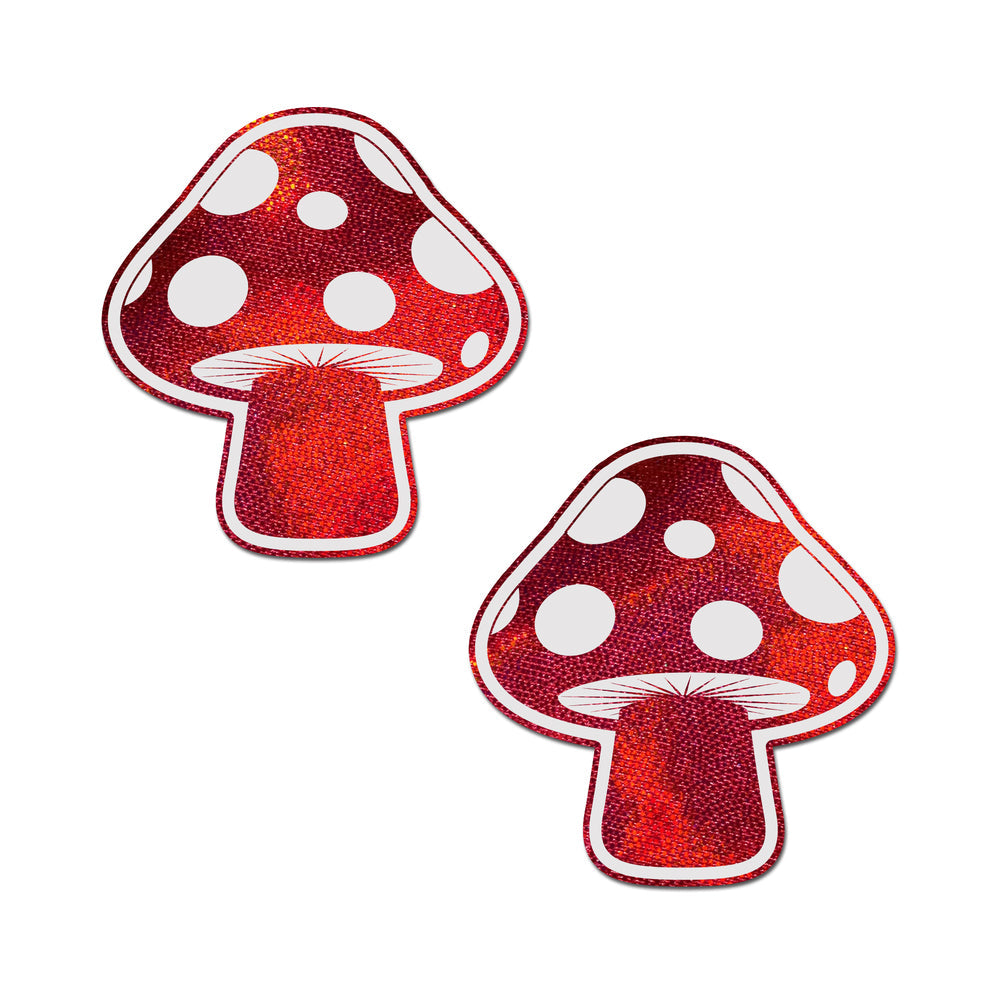Pastease Mushroom Glow-in-the-Dark Nipple Pasties – Red & White