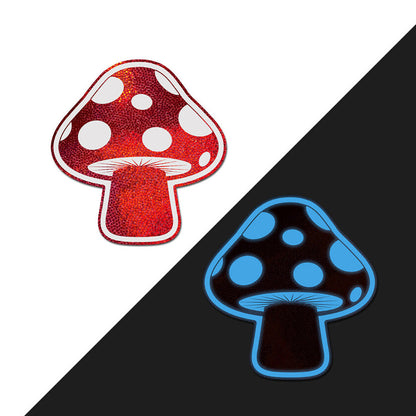 Pastease Mushroom Glow-in-the-Dark Nipple Pasties – Red & White