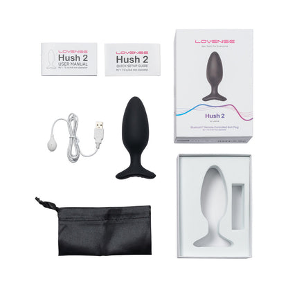 Lovense Hush 2 Medium Bluetooth Remote-Controlled Vibrating Butt Plug - Black