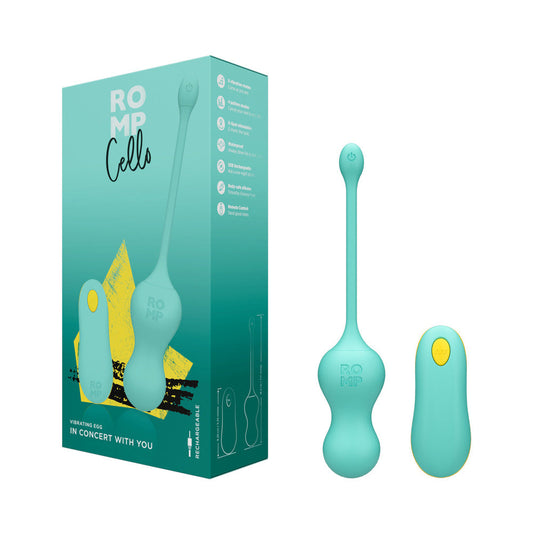 ROMP Cello Rechargeable Remote-Controlled G-Spot Egg Vibrator - Light Teal