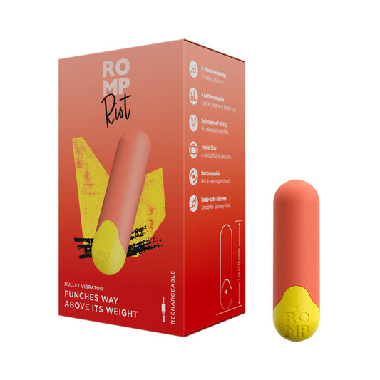 ROMP Riot Rechargeable Bullet Vibrator - Light Orange - 6 Speeds, Splashproof