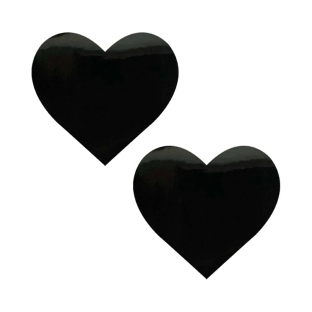 Neva Nude Pasty Black Wet Vinyl Nipztix Pasties - Handmade, Hypoallergenic