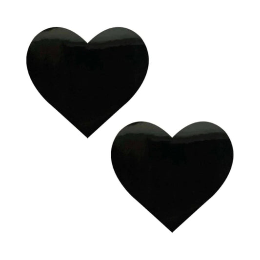 Neva Nude Pasty Black Wet Vinyl Nipztix Pasties - Handmade, Hypoallergenic