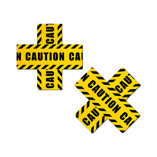 Pastease Crossed Caution Tape Nipple Pasties – Yellow