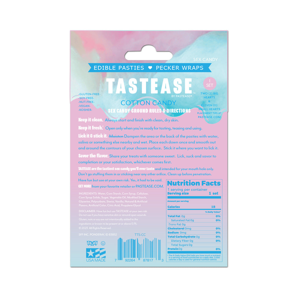 Tastease by Pastease Cotton Candy Edible Pasties & Pecker Wraps - Multi-Color