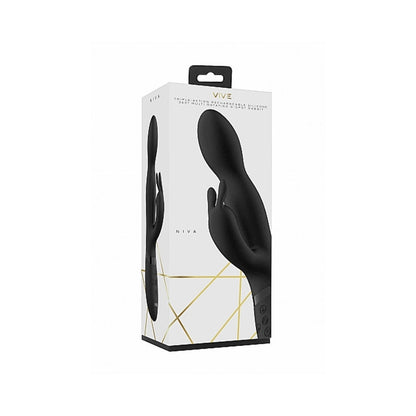 VIVE NIVA Rechargeable 360° Rotating Silicone Rabbit Vibrator - Black