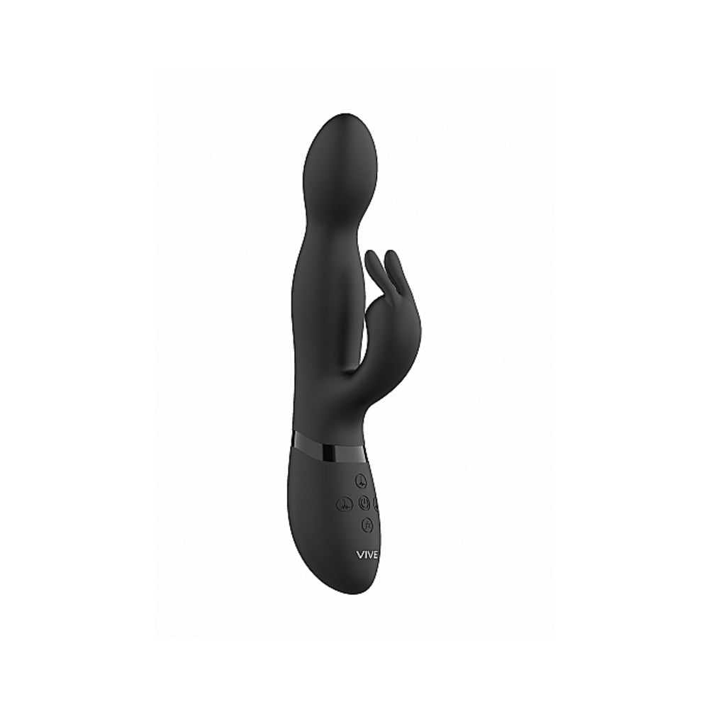 VIVE NIVA Rechargeable 360° Rotating Silicone Rabbit Vibrator - Black