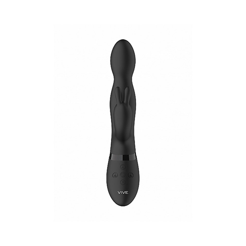 VIVE NIVA Rechargeable 360° Rotating Silicone Rabbit Vibrator - Black