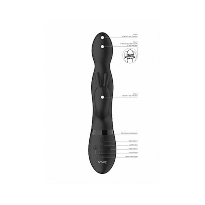 VIVE NIVA Rechargeable 360° Rotating Silicone Rabbit Vibrator - Black