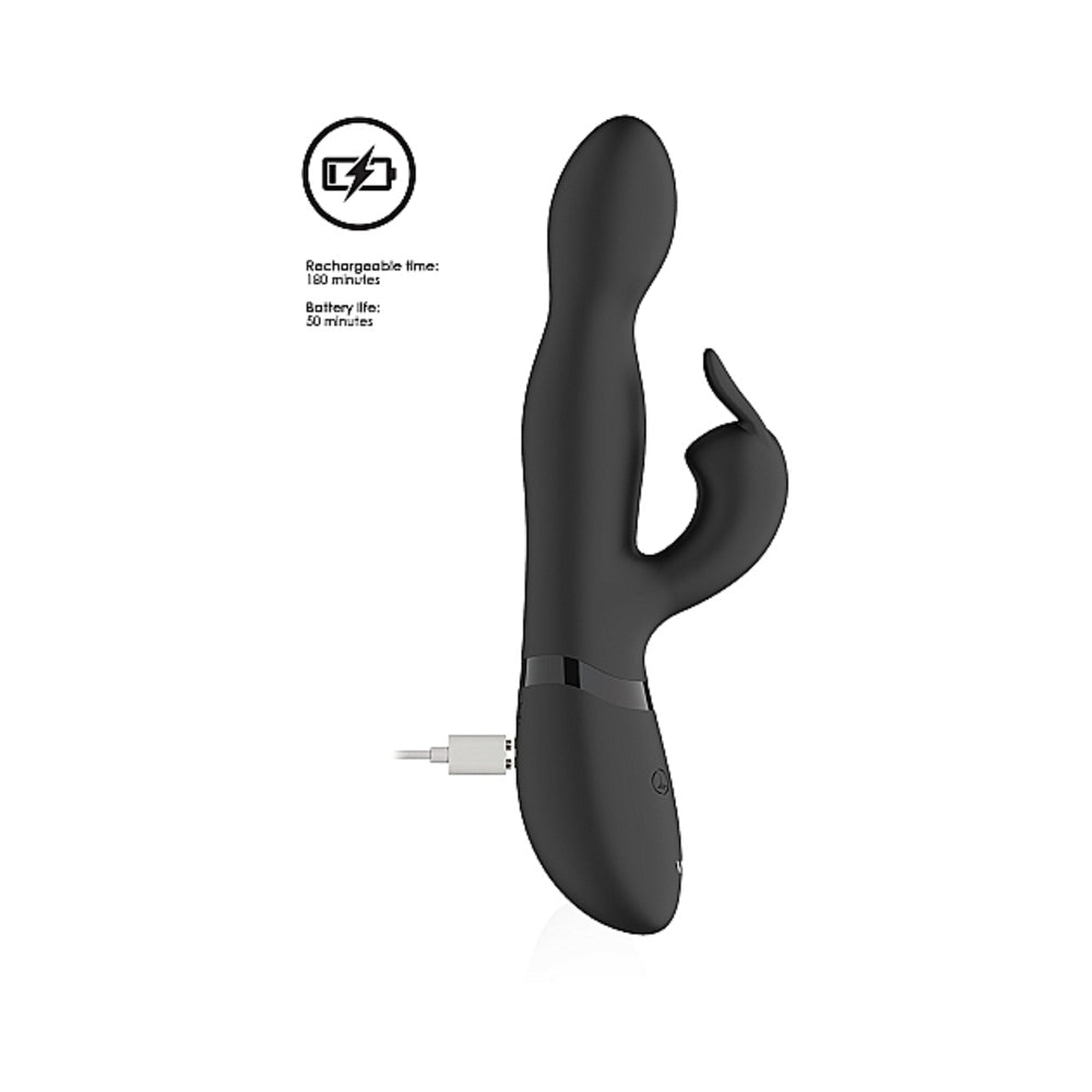 VIVE NIVA Rechargeable 360° Rotating Silicone Rabbit Vibrator - Black