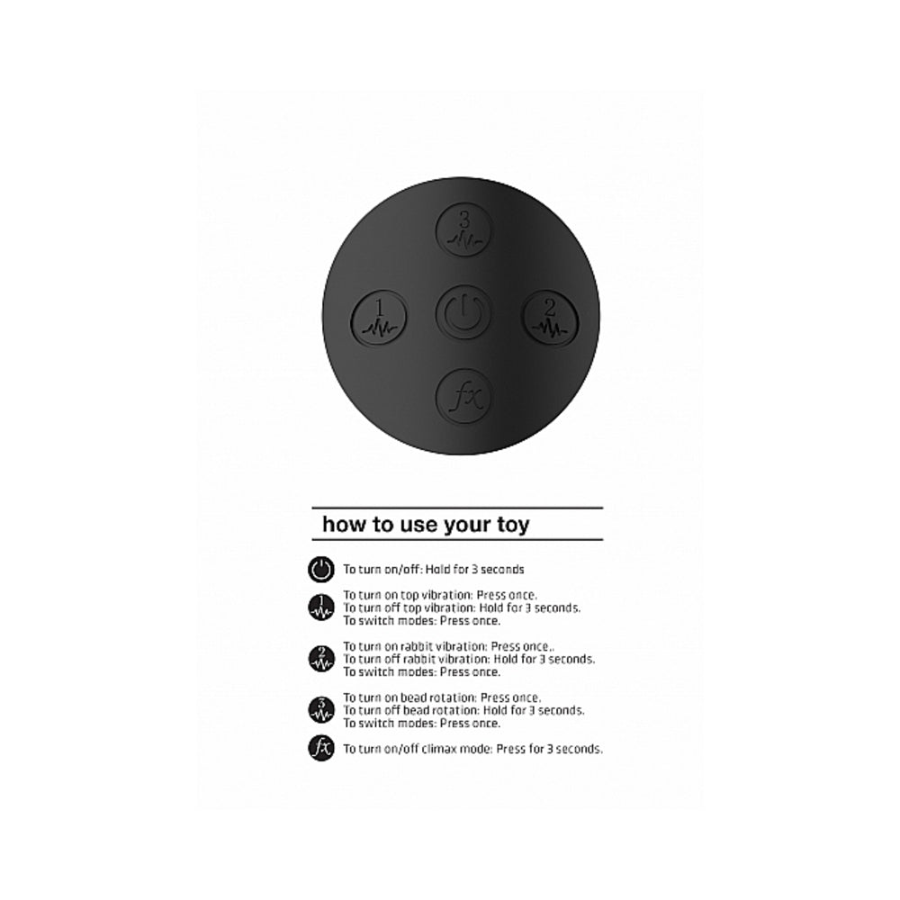 VIVE NIVA Rechargeable 360° Rotating Silicone Rabbit Vibrator - Black