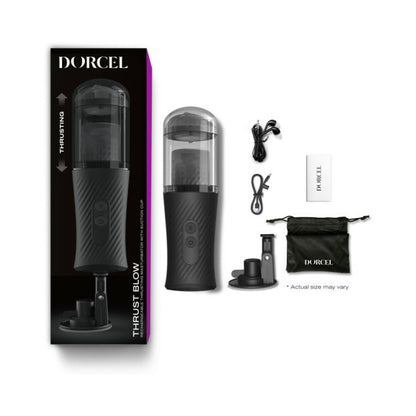 Dorcel Thrust Blow Rechargeable Thrusting Vaginal Masturbator with Suction Cup – Black