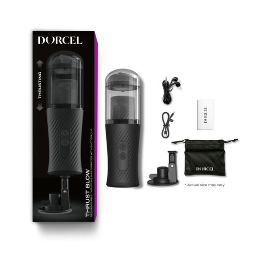 Dorcel Thrust Blow Rechargeable Thrusting Vaginal Masturbator with Suction Cup – Black